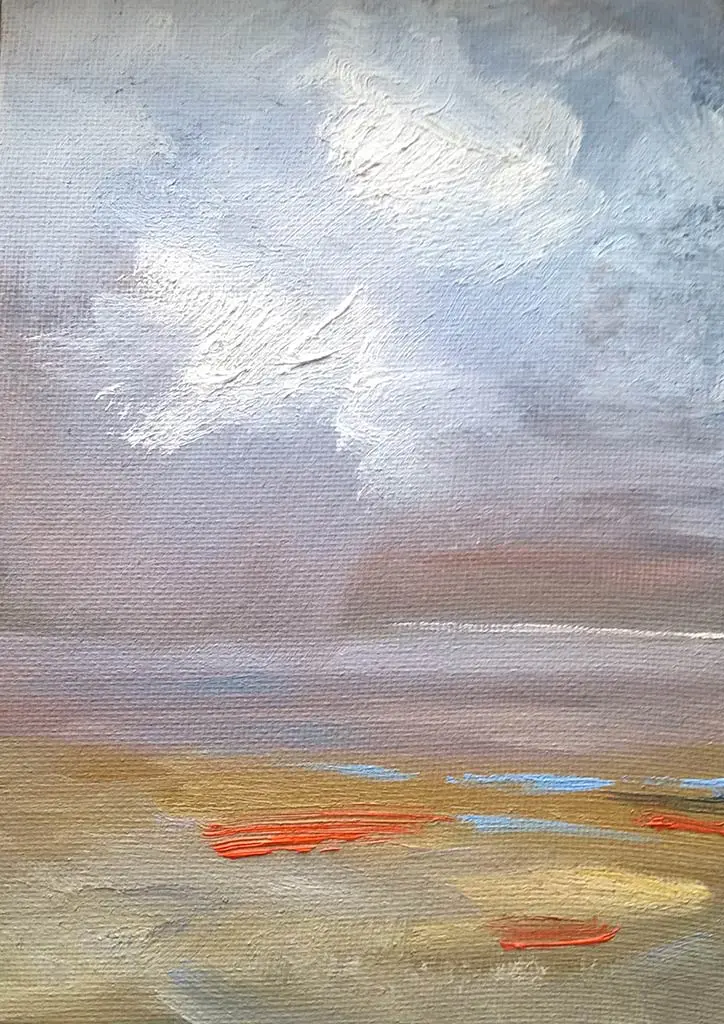 Photograph of the oil painting Excuse Me While I Kiss The Sky by Sinéad Smyth